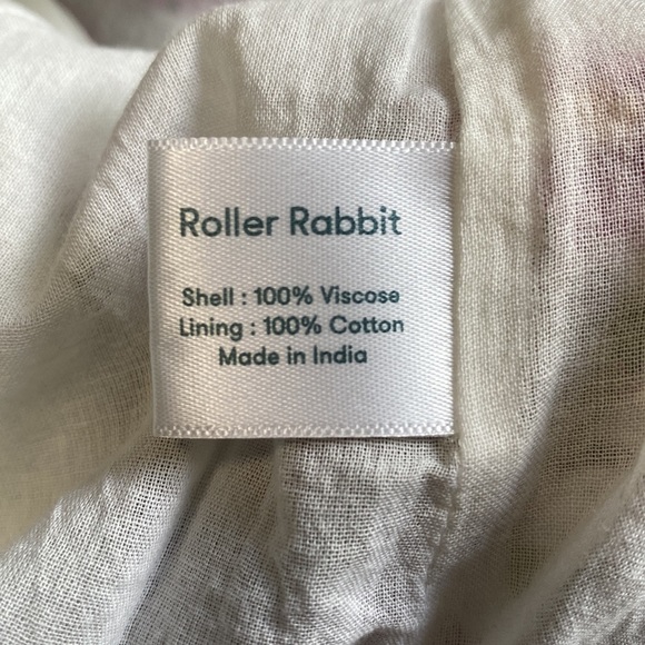 Roller Rabbit Dakini Lune Floral Maxi Dress Sleeveless Pleated White Green Sz L - Picture 13 of 14